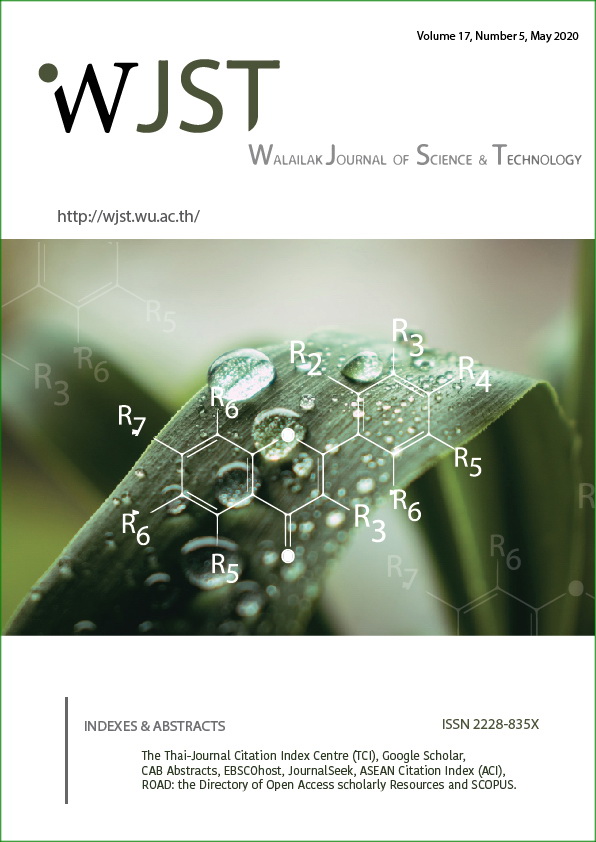 					View Vol. 17 No. 5 (2020): Walailak Journal of Science and Technology Volume 17, Number 5, May 2020
				